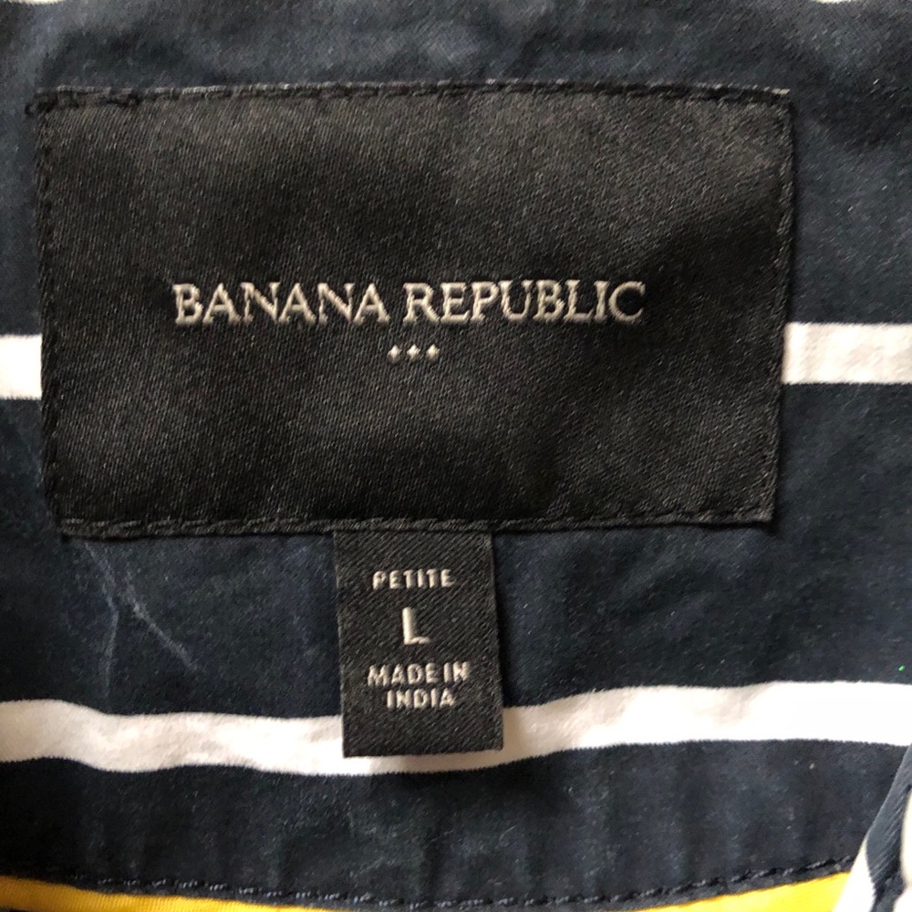 Banana Republic navy & white striped trench coat. - Picture 5 of 6